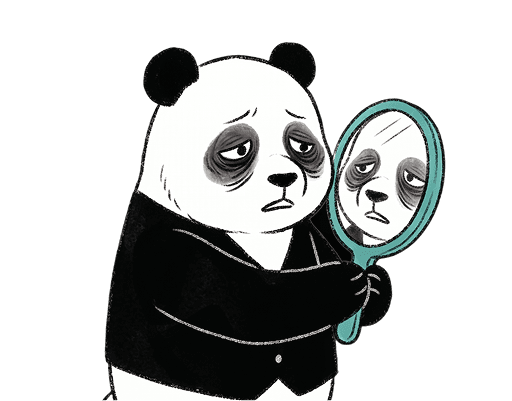 <b>クマ</b>のせいで、疲れて見えてしまいます